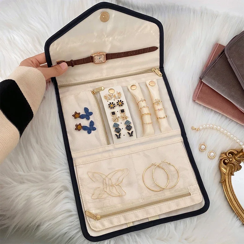 Roll Foldable Jewelry Case Travel Jewelry Organizer Portable for Journey Earrings Rings Diamond Necklaces Brooches Storage Bag Roll Foldable Jewelry Case Travel Jewelry Organizer Portable for Journey Earrings Rings Diamond Necklaces Brooches Storage Bag