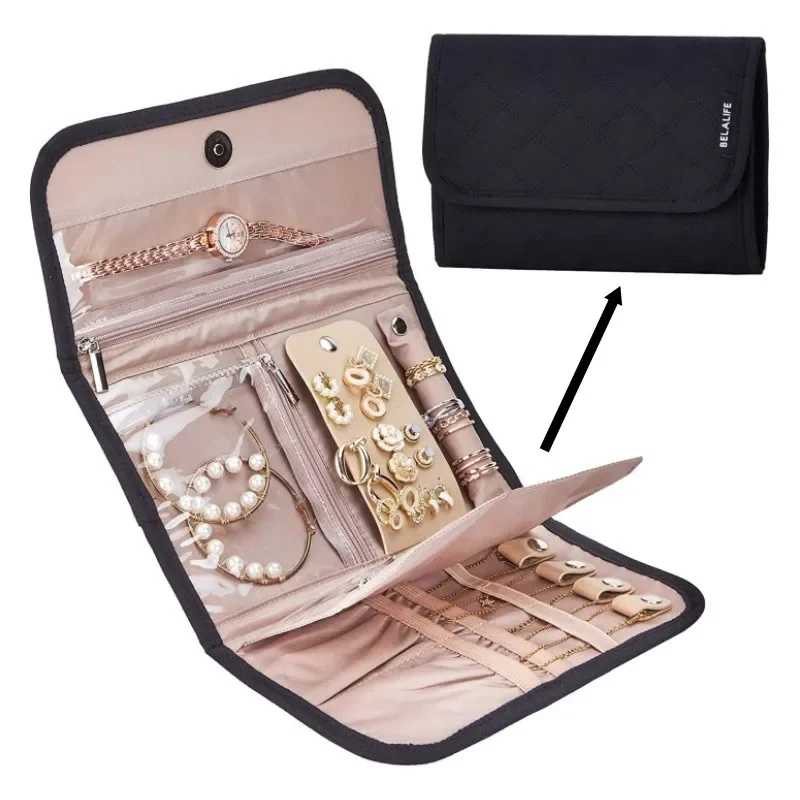 Roll Foldable Jewelry Case Travel Jewelry Organizer Portable for Journey Earrings Rings Diamond Necklaces Brooches Storage Bag Roll Foldable Jewelry Case Travel Jewelry Organizer Portable for Journey Earrings Rings Diamond Necklaces Brooches Storage Bag