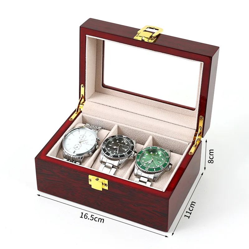 2/3/5/6/10/12 Slots Watch Box Organizer Red Piano With Red Paint Wooden Jewelry Storage Case Men Glass Top Watches Display Boxes