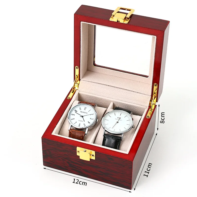 2/3/5/6/10/12 Slots Watch Box Organizer Red Piano With Red Paint Wooden Jewelry Storage Case Men Glass Top Watches Display Boxes