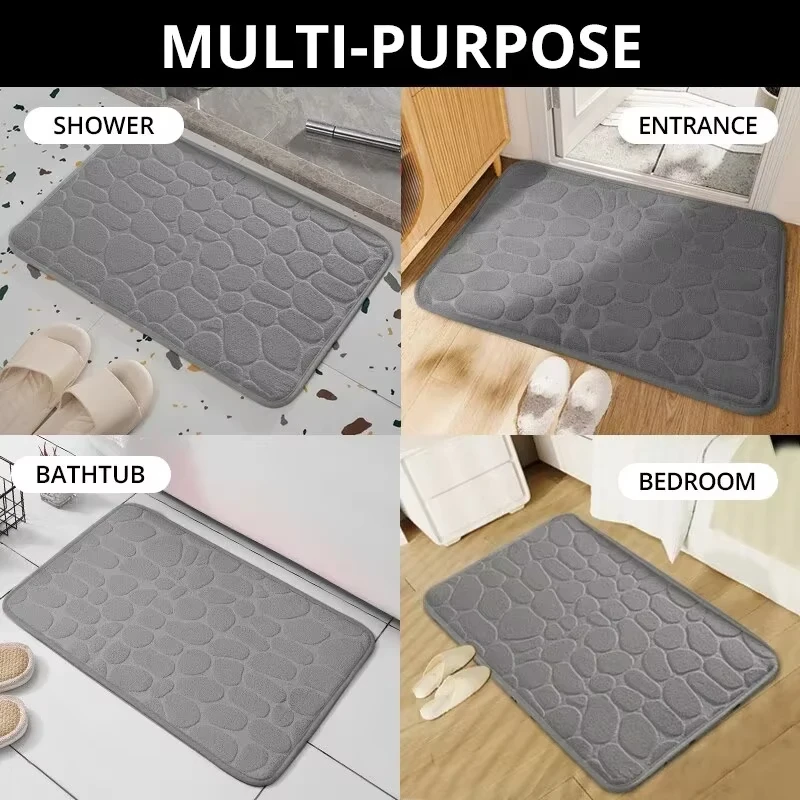 1PC Memory Foam Velvet Carpet Embossed Non-Slip Mat for Bathroom Living Room Cobblestone Floor Home Decorative Rug 1PC Memory Foam Velvet Carpet Embossed Non-Slip Mat for Bathroom Living Room Cobblestone Floor Home Decorative Rug