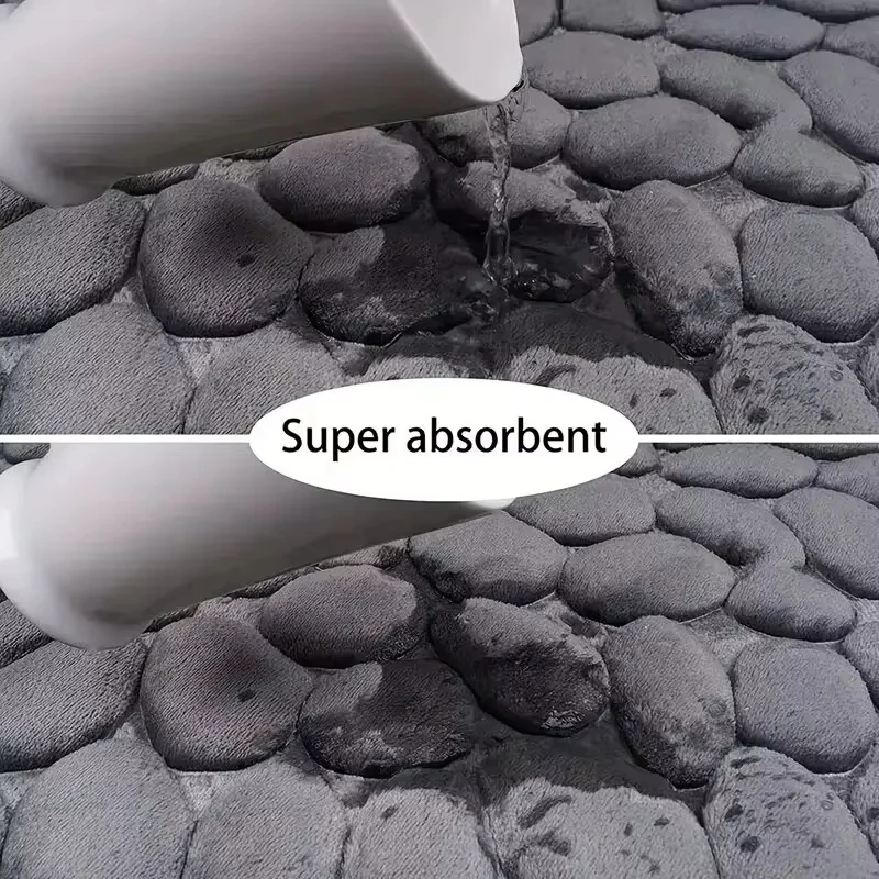 1PC Memory Foam Velvet Carpet Embossed Non-Slip Mat for Bathroom Living Room Cobblestone Floor Home Decorative Rug 1PC Memory Foam Velvet Carpet Embossed Non-Slip Mat for Bathroom Living Room Cobblestone Floor Home Decorative Rug