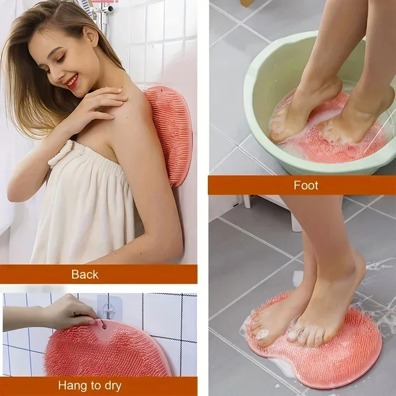 Exfoliating Brush for Feet Foot Wash Mat Brush Body Wash Scrubber in Shower Silicone Bath Massage Mat Back Brush Wall Mounted Exfoliating Brush for Feet Foot Wash Mat Brush Body Wash Scrubber in Shower Silicone Bath Massage Mat Back Brush Wall Mounted