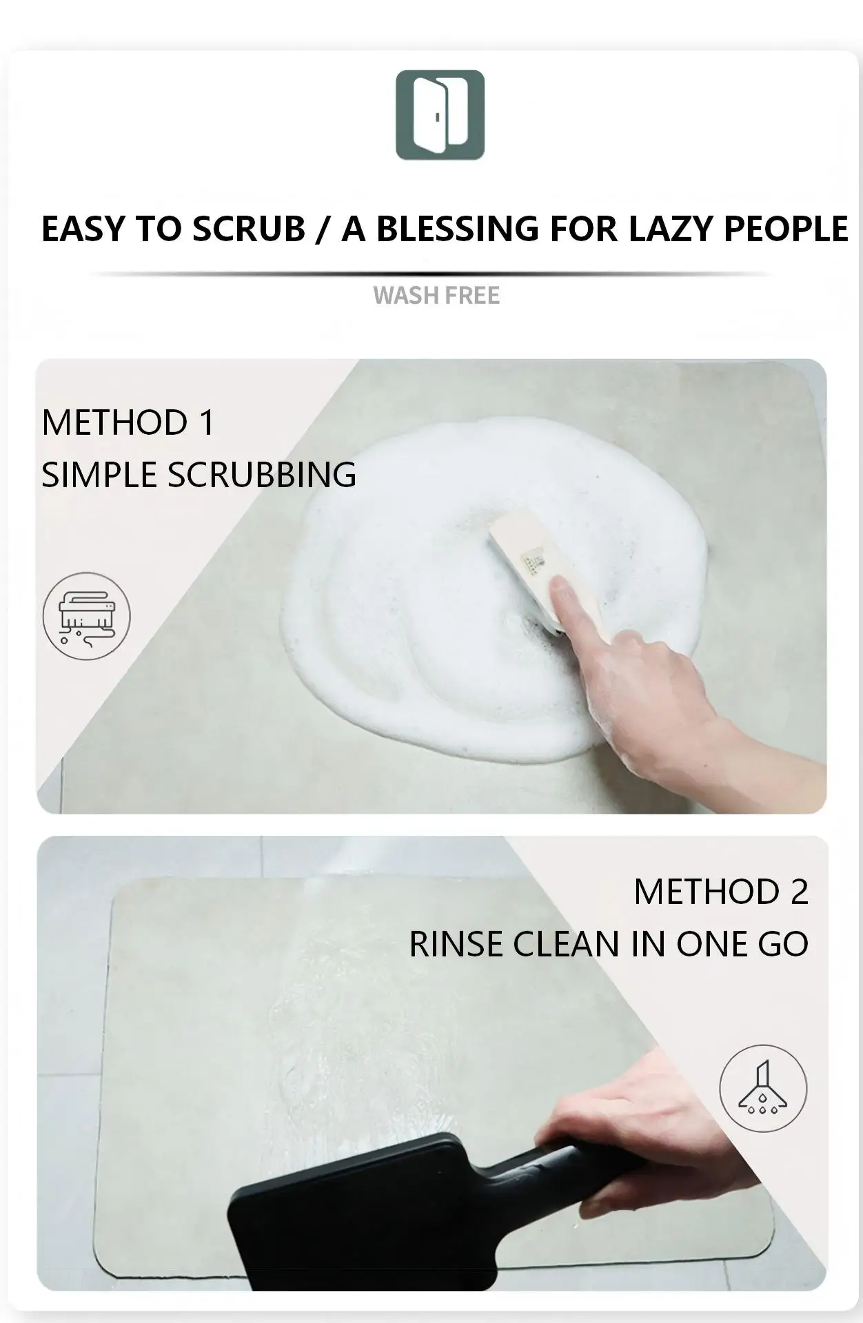 ANTI SLIP QUICK DRY ABSORBENT BATH MAT, DIRT RESISTANT DOOR MAT FOR BATHROOM ENTRANCE, SIMPLE STYLE BATHROOM FLOOR MAT