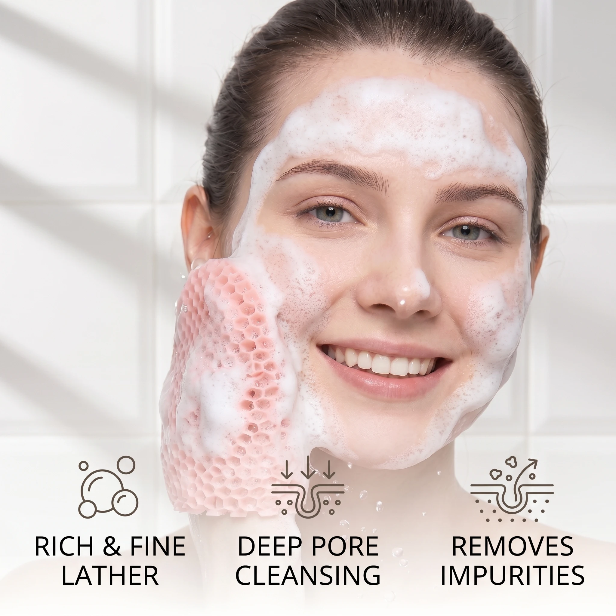 Honeycomb Exfoliating Shower Finger Caps, available in multiple colors, cleanses the skin and is safe, breathable and odorless. Honeycomb Exfoliating Shower Finger Caps, available in multiple colors, cleanses the skin and is safe, breathable and odorless.