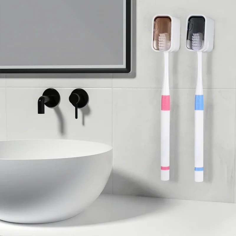 Punch-Free Wall Mounted Toothbrush Holder Bathroom Electric Toothbrush & Mouthwash Cup Storage Organizer