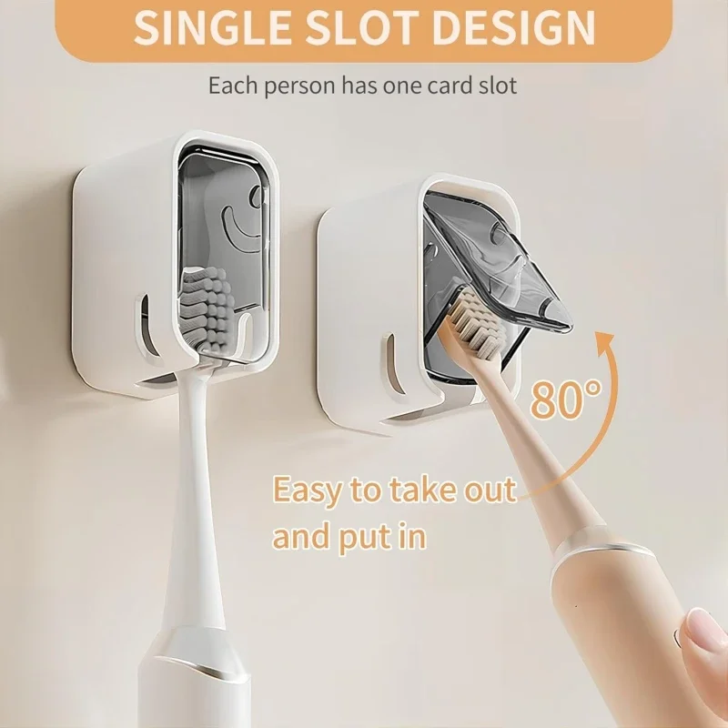 Punch-Free Wall Mounted Toothbrush Holder Bathroom Electric Toothbrush & Mouthwash Cup Storage Organizer