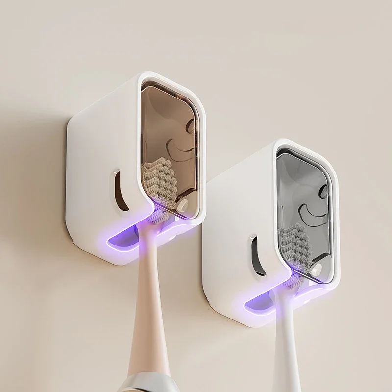 Punch-Free Wall Mounted Toothbrush Holder Bathroom Electric Toothbrush & Mouthwash Cup Storage Organizer