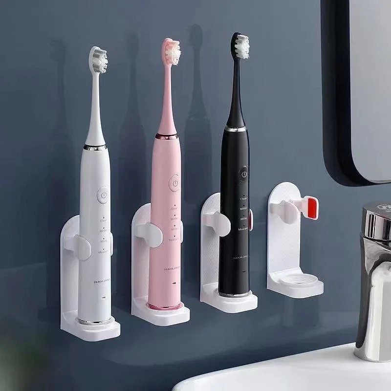 Adjustable Silicone Electric Toothbrush Holder, Non-Slip Wall Mount Toothbrush Base Rack, Fits 99% Electric Toothbrush Models