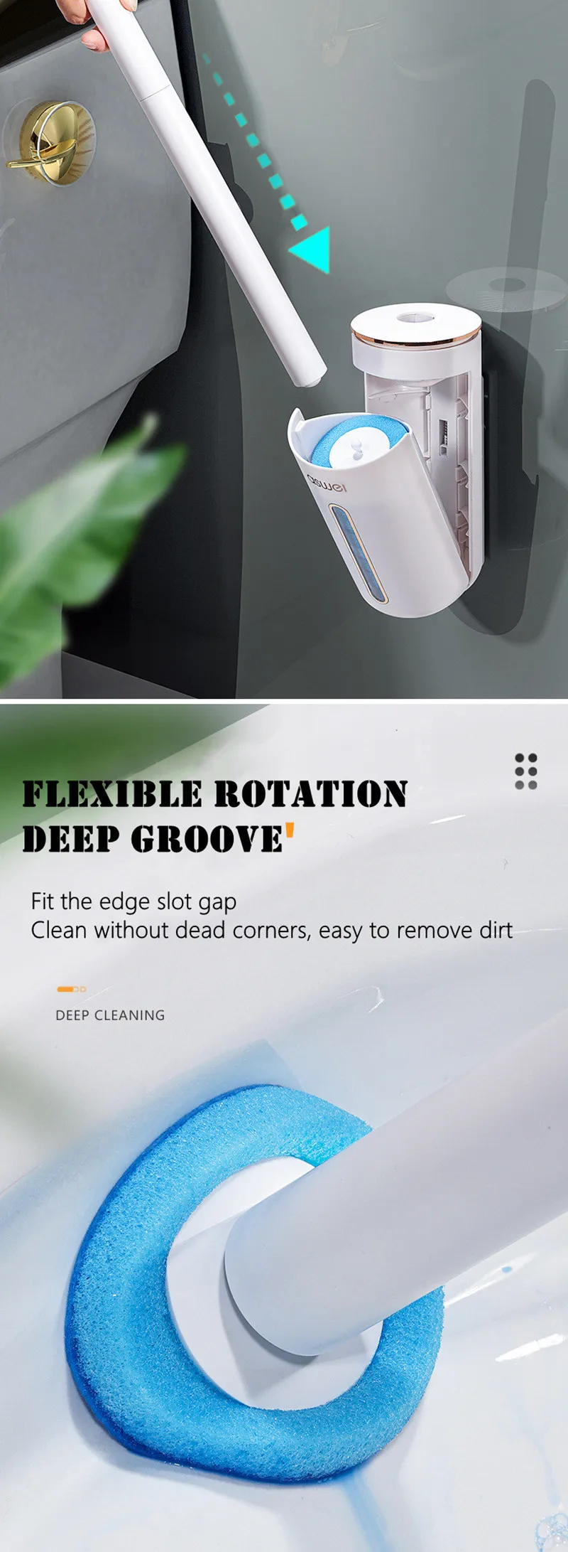 Disposable Toilet Brush Wallmounted Toilet Cleaner Replacement Head Cleaning Tool Toilet Brush WC Kit Bathroom Accessories