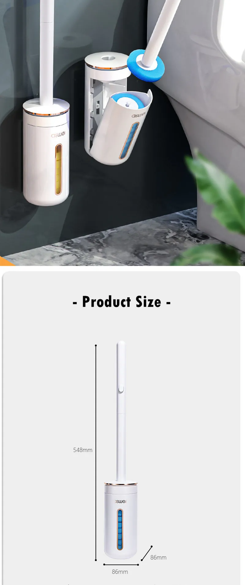 Disposable Toilet Brush Wallmounted Toilet Cleaner Replacement Head Cleaning Tool Toilet Brush WC Kit Bathroom Accessories