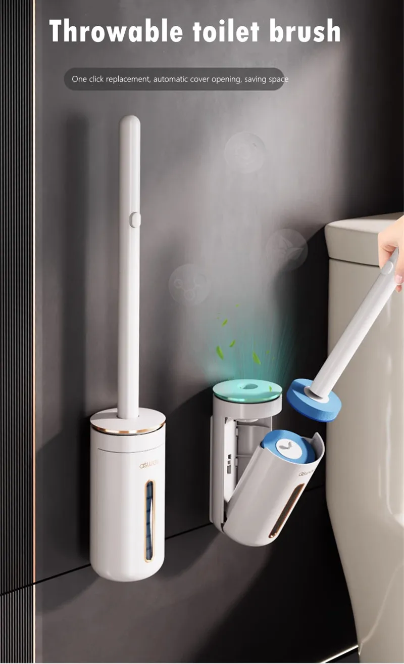 Disposable Toilet Brush Wallmounted Toilet Cleaner Replacement Head Cleaning Tool Toilet Brush WC Kit Bathroom Accessories