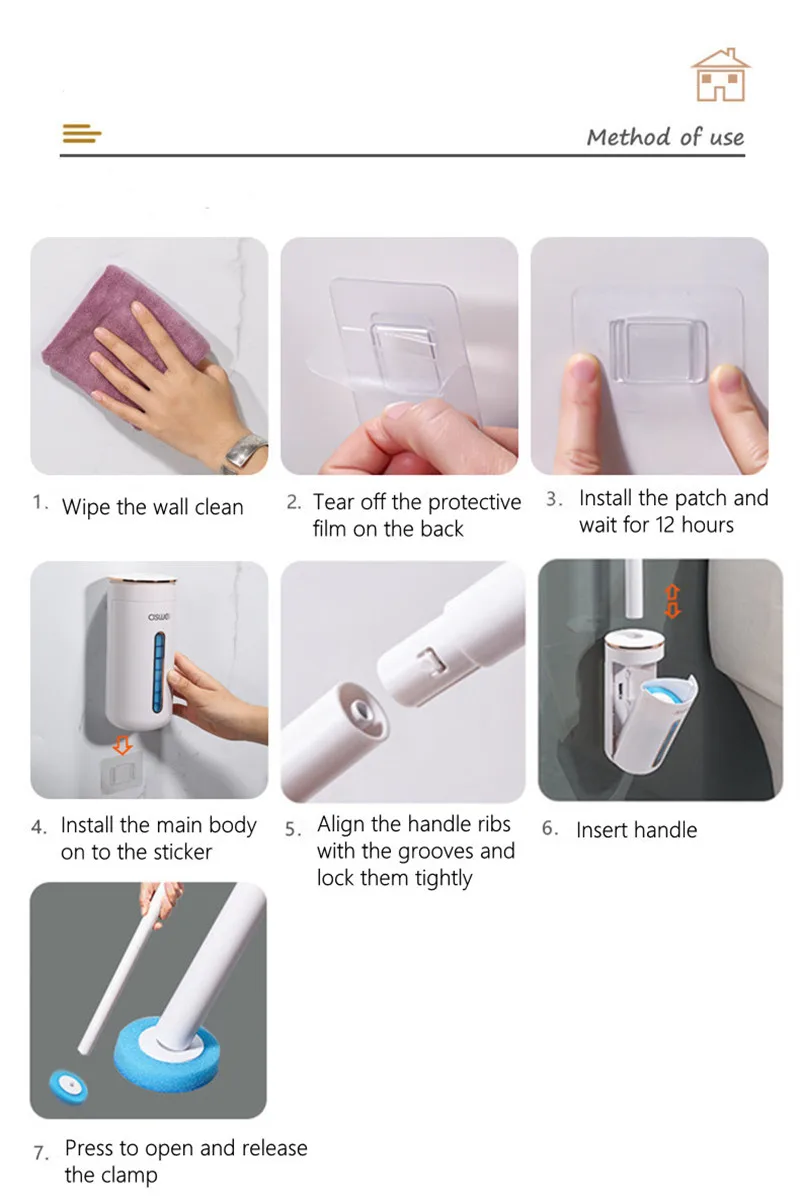 Disposable Toilet Brush Wallmounted Toilet Cleaner Replacement Head Cleaning Tool Toilet Brush WC Kit Bathroom Accessories