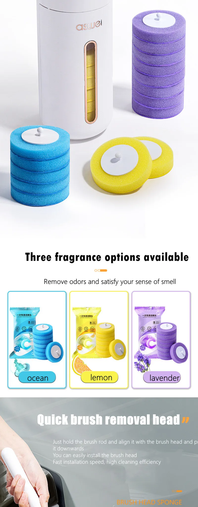 Disposable Toilet Brush Wallmounted Toilet Cleaner Replacement Head Cleaning Tool Toilet Brush WC Kit Bathroom Accessories