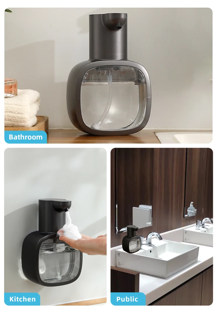 Automatic sensor soap dispenser, foam hand washing device, portable soap bottle, 500ml soap distribution device, in bathroom