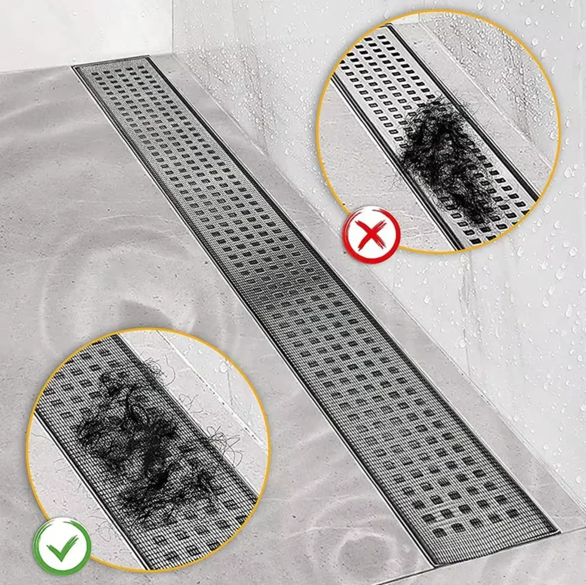 7cm 5-15M Cuttable Shower Drain Hair Catcher, Anti-Clog Self-Adhesive Disposable Floor Drain Sticker for Bathroom Sink Kitchen