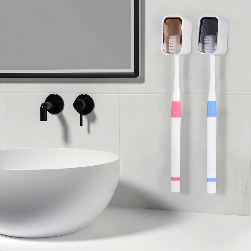 2/3/4PCS Toothbrush Holder Wall-mounted Punch-free Toothbrush Rack Dustproof Bathroom Electric Toothbrush Organizer
