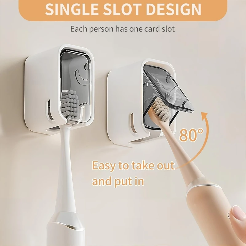 2/3/4PCS Toothbrush Holder Wall-mounted Punch-free Toothbrush Rack Dustproof Bathroom Electric Toothbrush Organizer
