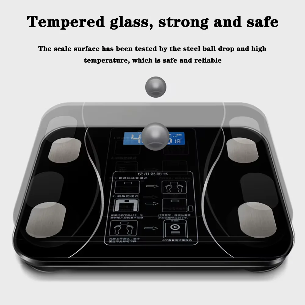 Digital Bathroom Scales with Body Fat Analysis Bluetooth Smart Weighing Scale 180kg 400lb BMI BMR Body Water Muscle Bone Mass LCD Display Tempered Glass USB Rechargeable Personal Scale Digital Bathroom Scales with Body Fat Analysis Bluetooth Smart Weighing Scale 180kg 400lb BMI BMR Body Water Muscle Bone Mass LCD Display Tempered Glass USB Rechargeable Personal Scale