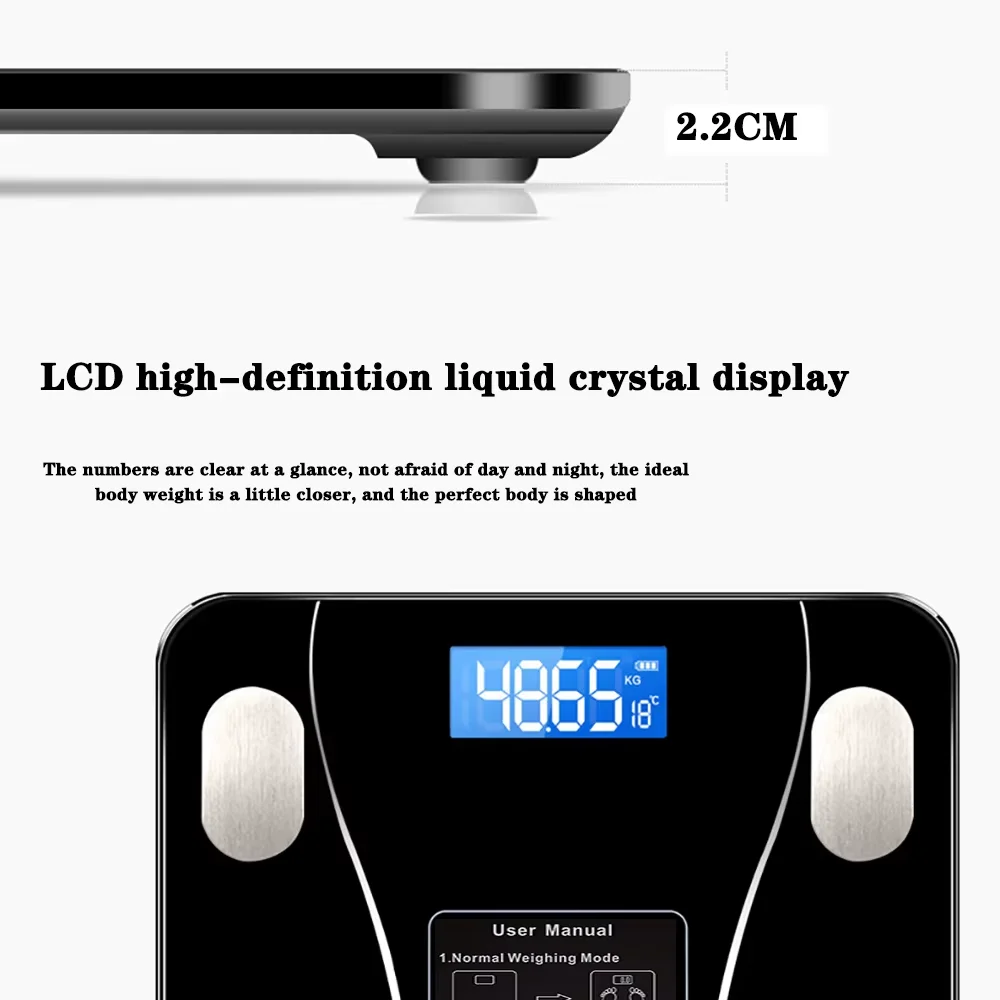 Digital Bathroom Scales with Body Fat Analysis Bluetooth Smart Weighing Scale 180kg 400lb BMI BMR Body Water Muscle Bone Mass LCD Display Tempered Glass USB Rechargeable Personal Scale Digital Bathroom Scales with Body Fat Analysis Bluetooth Smart Weighing Scale 180kg 400lb BMI BMR Body Water Muscle Bone Mass LCD Display Tempered Glass USB Rechargeable Personal Scale