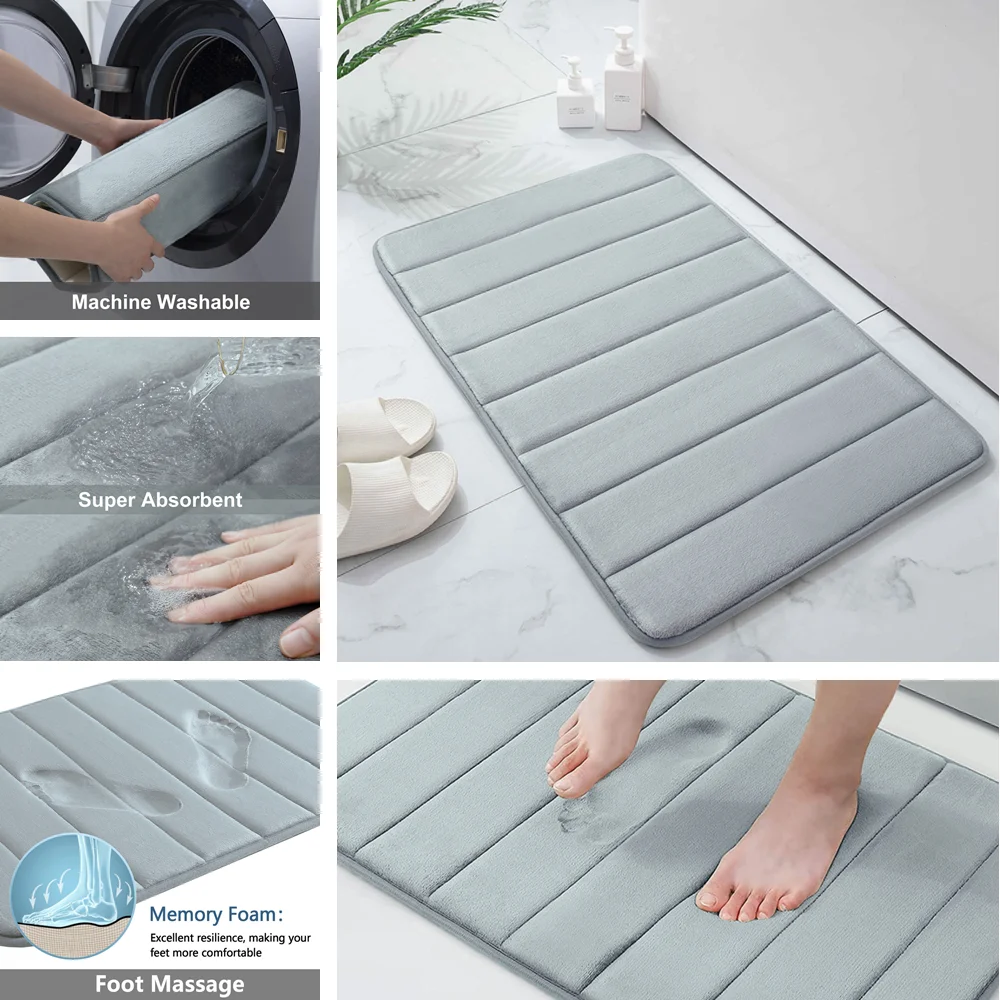 Super Absorbent Bath Mat Memory Foam Carpet Non-slip Bathroom Rug Bathtub Side Floor Rugs Shower Room Doormat Toilet Footpad Super Absorbent Bath Mat Memory Foam Carpet Non-slip Bathroom Rug Bathtub Side Floor Rugs Shower Room Doormat Toilet Footpad