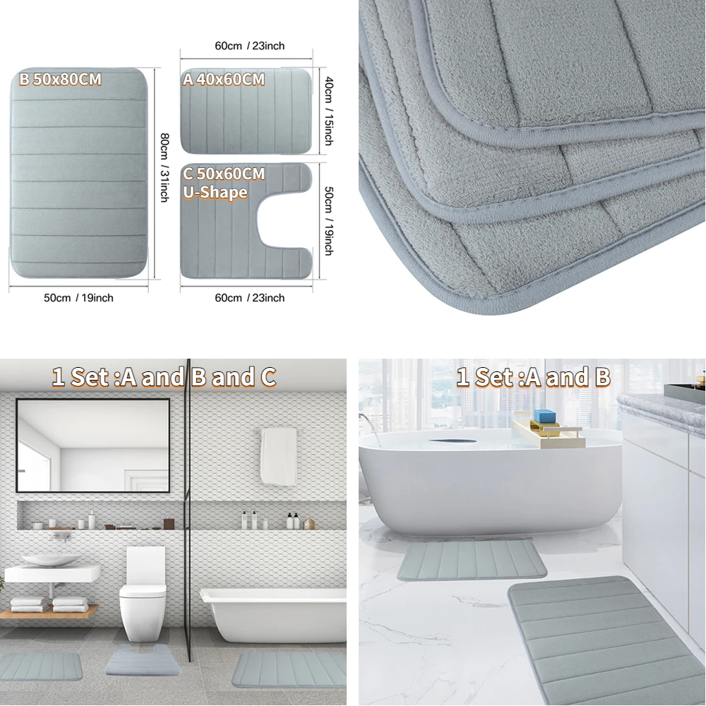 Super Absorbent Bath Mat Memory Foam Carpet Non-slip Bathroom Rug Bathtub Side Floor Rugs Shower Room Doormat Toilet Footpad Super Absorbent Bath Mat Memory Foam Carpet Non-slip Bathroom Rug Bathtub Side Floor Rugs Shower Room Doormat Toilet Footpad