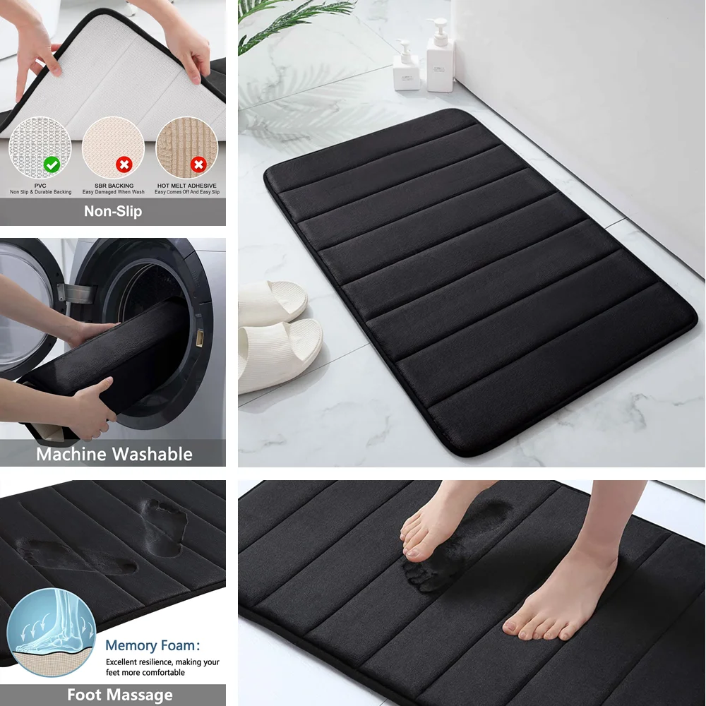 Super Absorbent Bath Mat Memory Foam Carpet Non-slip Bathroom Rug Bathtub Side Floor Rugs Shower Room Doormat Toilet Footpad Super Absorbent Bath Mat Memory Foam Carpet Non-slip Bathroom Rug Bathtub Side Floor Rugs Shower Room Doormat Toilet Footpad