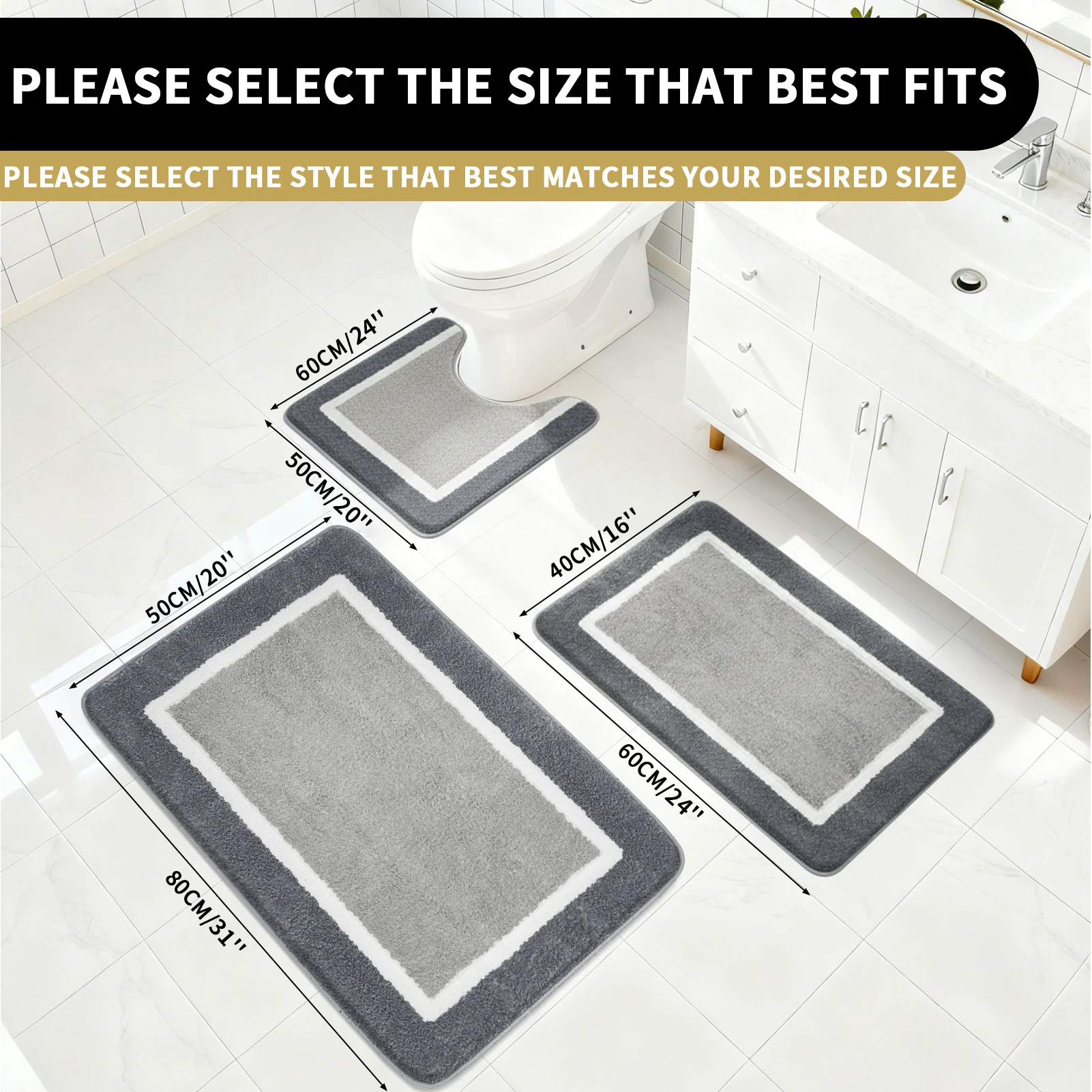 Super Absorbent Bath Mat Memory Foam Carpet Non-slip Bathroom Rug Bathtub Side Floor Rugs Shower Room Doormat Toilet Footpad