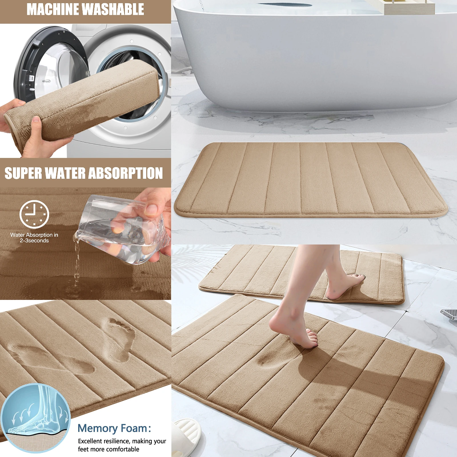 Super Absorbent Bath Mat Memory Foam Carpet Non-slip Bathroom Rug Bathtub Side Floor Rugs Shower Room Doormat Toilet Footpad Super Absorbent Bath Mat Memory Foam Carpet Non-slip Bathroom Rug Bathtub Side Floor Rugs Shower Room Doormat Toilet Footpad