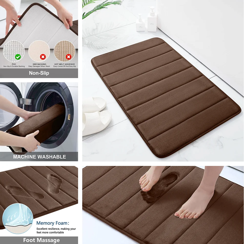Super Absorbent Bath Mat Memory Foam Carpet Non-slip Bathroom Rug Bathtub Side Floor Rugs Shower Room Doormat Toilet Footpad Super Absorbent Bath Mat Memory Foam Carpet Non-slip Bathroom Rug Bathtub Side Floor Rugs Shower Room Doormat Toilet Footpad