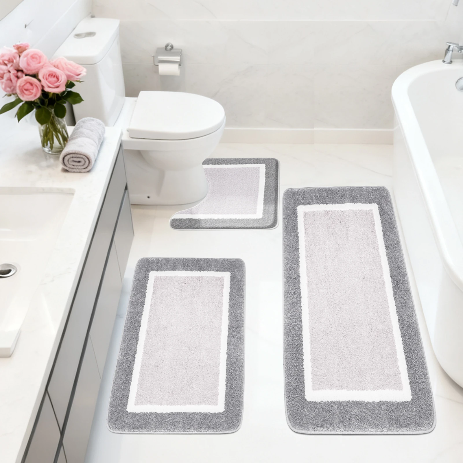 Super Absorbent Bath Mat Memory Foam Carpet Non-slip Bathroom Rug Bathtub Side Floor Rugs Shower Room Doormat Toilet Footpad