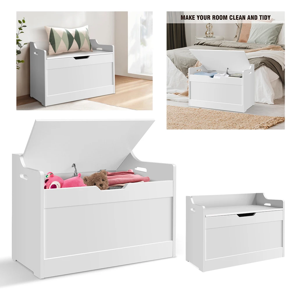 Wooden Storage Box with Lid Bench, 2-in-1 Toy and Blanket Box for Playroom or Bedroom, Large Capacity,Safety Hinges Wooden Storage Box with Lid Bench, 2-in-1 Toy and Blanket Box for Playroom or Bedroom, Large Capacity,Safety Hinges