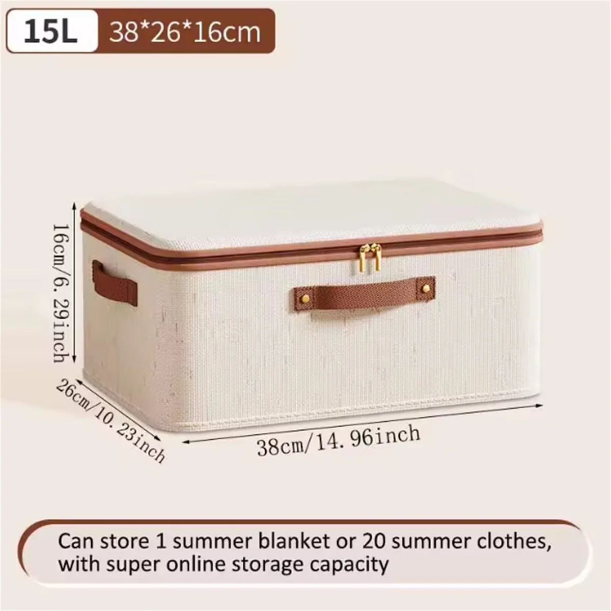 Large Household Storage Box Heavy-duty Hard Shell Cotton Linen Zipper Storage Organizer Box with Lid for Clothes Toys Blankets ﻿