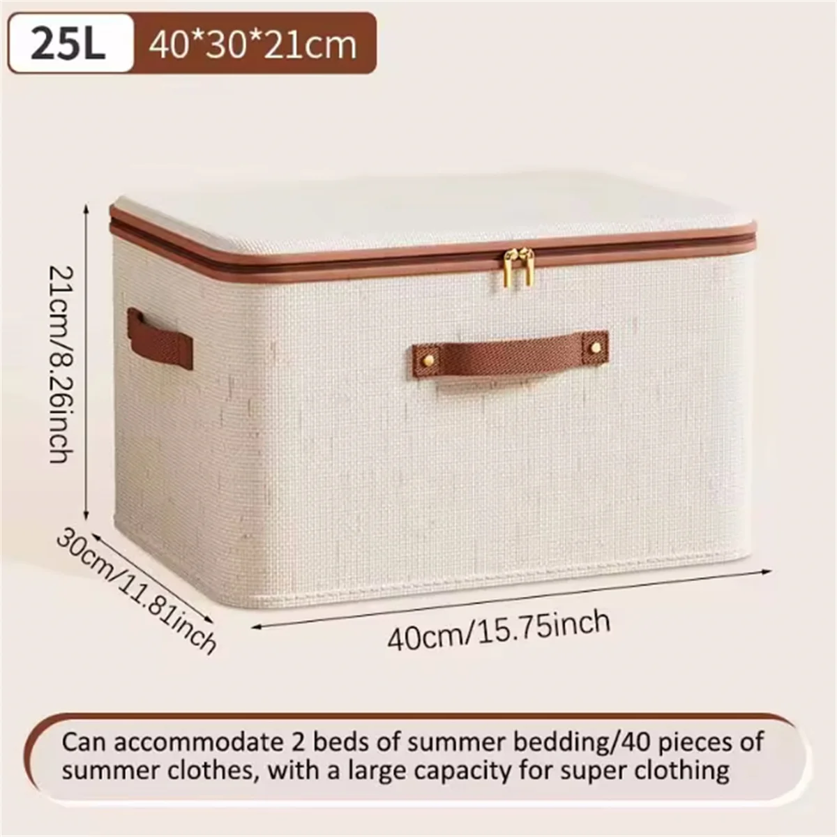Large Household Storage Box Heavy-duty Hard Shell Cotton Linen Zipper Storage Organizer Box with Lid for Clothes Toys Blankets ﻿