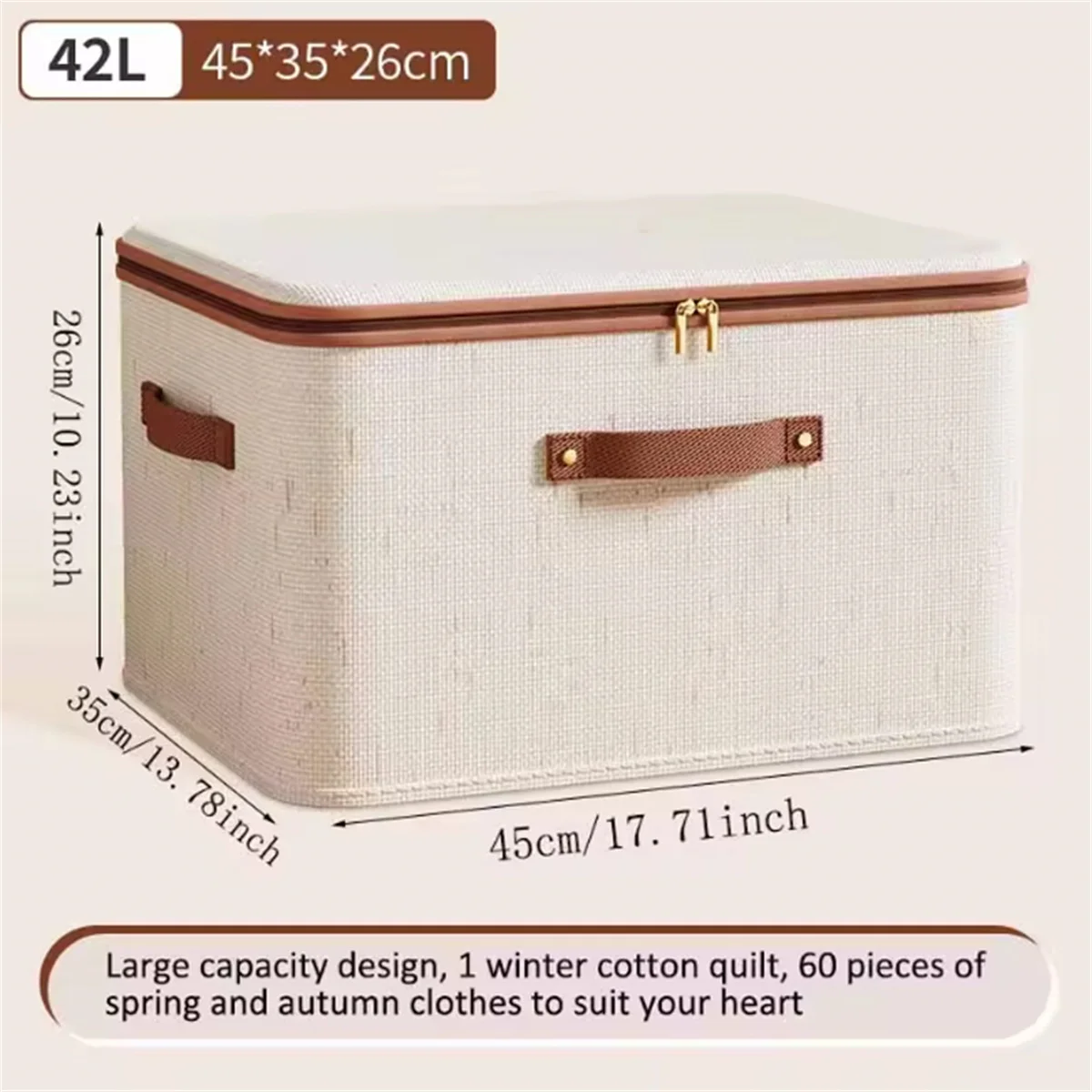 Large Household Storage Box Heavy-duty Hard Shell Cotton Linen Zipper Storage Organizer Box with Lid for Clothes Toys Blankets ﻿