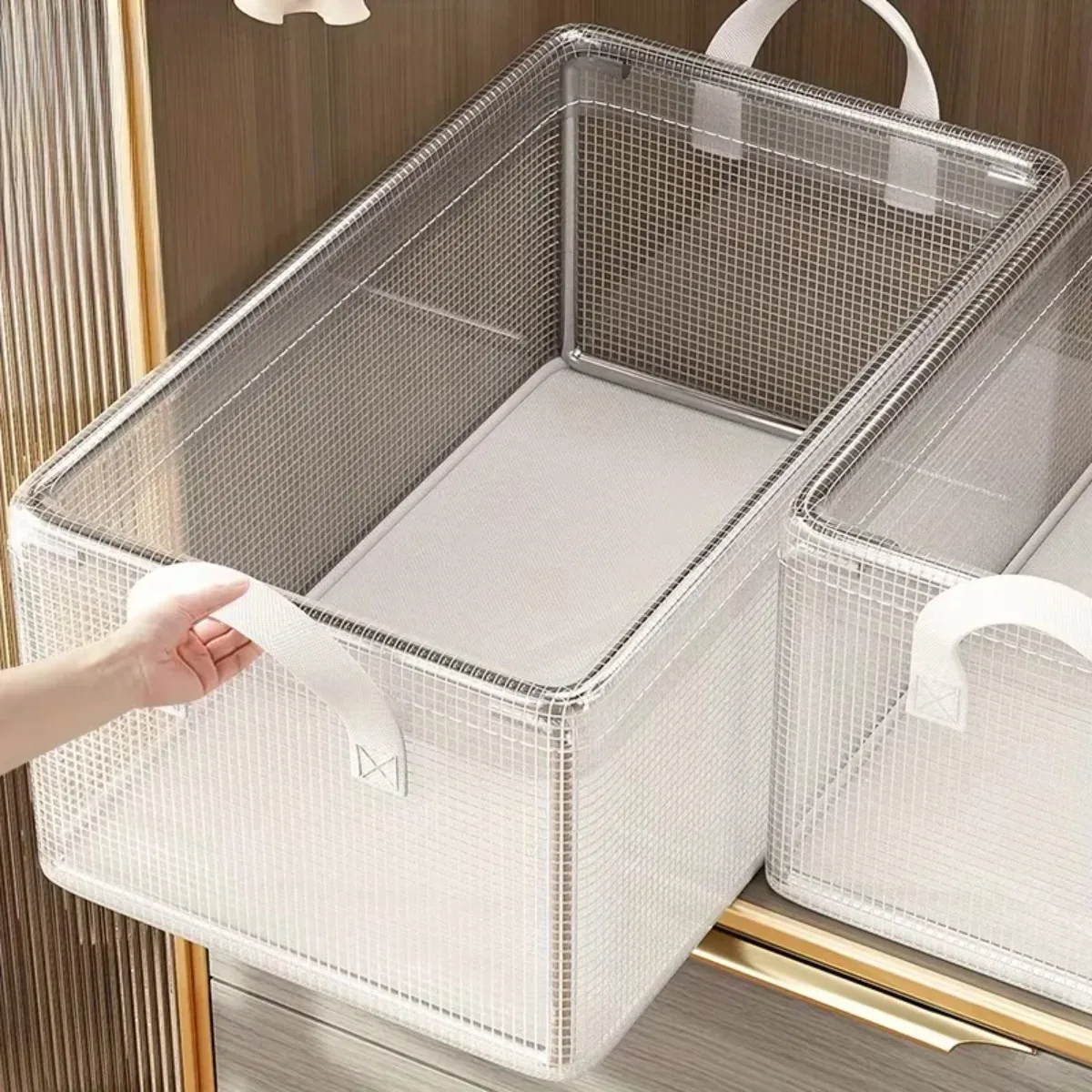 1 Pc Solid Steel Frame Transparent PVC Storage Box Waterproof Underwear Basket Suitable for Home Dormitory Daily Use 1 Pc Solid Steel Frame Transparent PVC Storage Box Waterproof Underwear Basket Suitable for Home Dormitory Daily Use