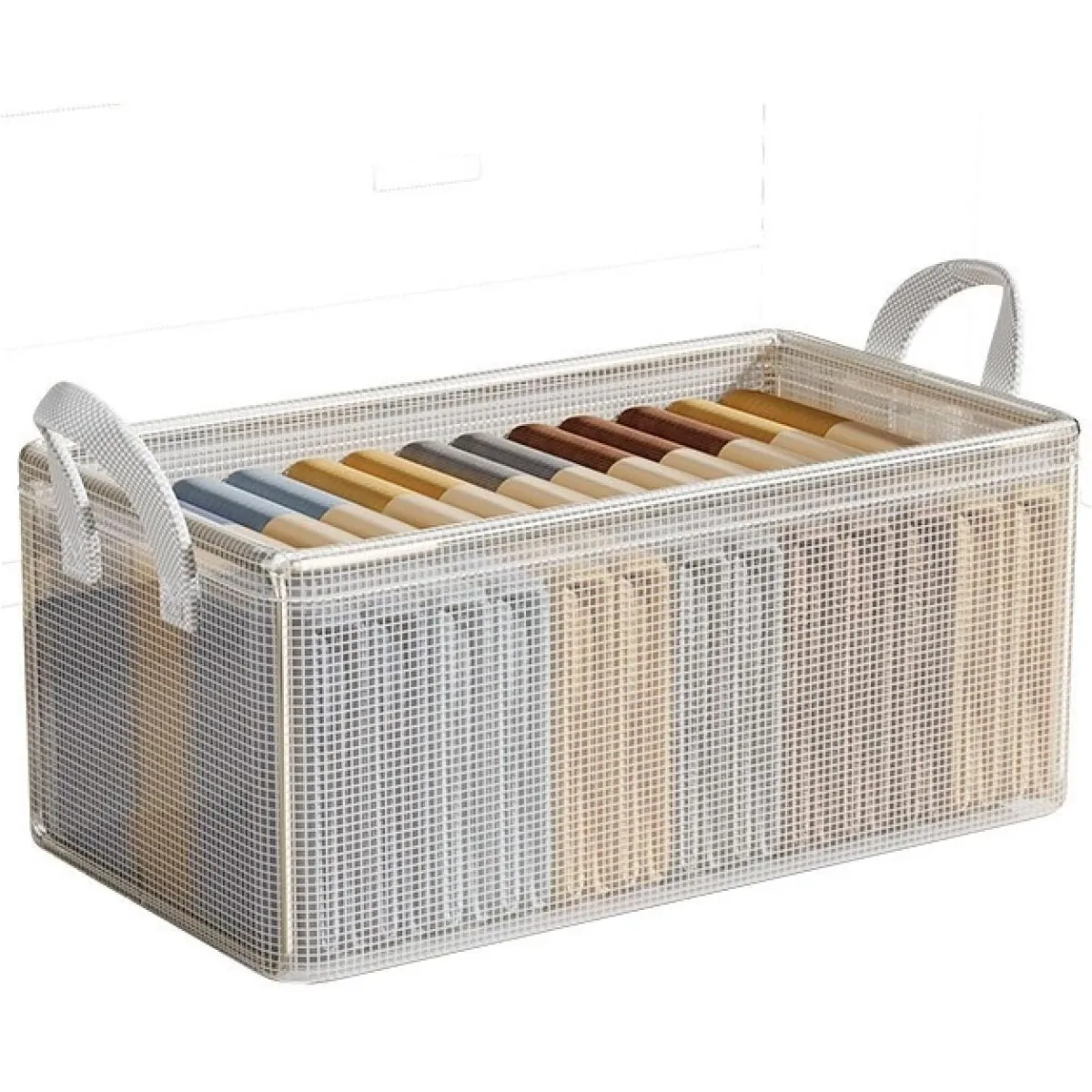 1 Pc Solid Steel Frame Transparent PVC Storage Box Waterproof Underwear Basket Suitable for Home Dormitory Daily Use 1 Pc Solid Steel Frame Transparent PVC Storage Box Waterproof Underwear Basket Suitable for Home Dormitory Daily Use