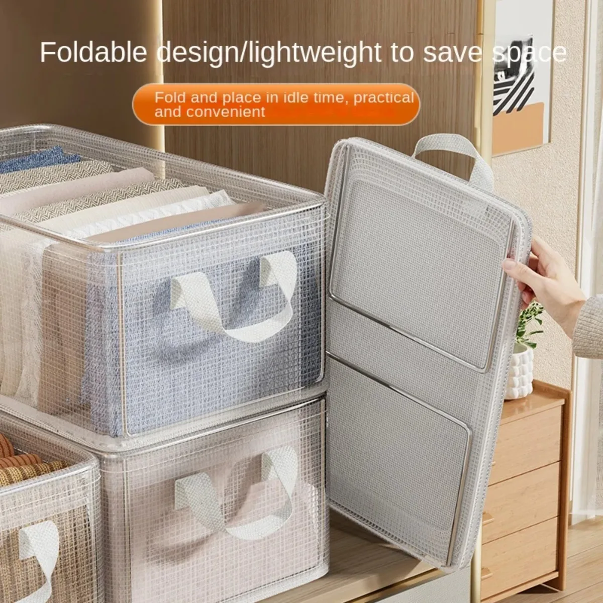1 Pc Solid Steel Frame Transparent PVC Storage Box Waterproof Underwear Basket Suitable for Home Dormitory Daily Use 1 Pc Solid Steel Frame Transparent PVC Storage Box Waterproof Underwear Basket Suitable for Home Dormitory Daily Use