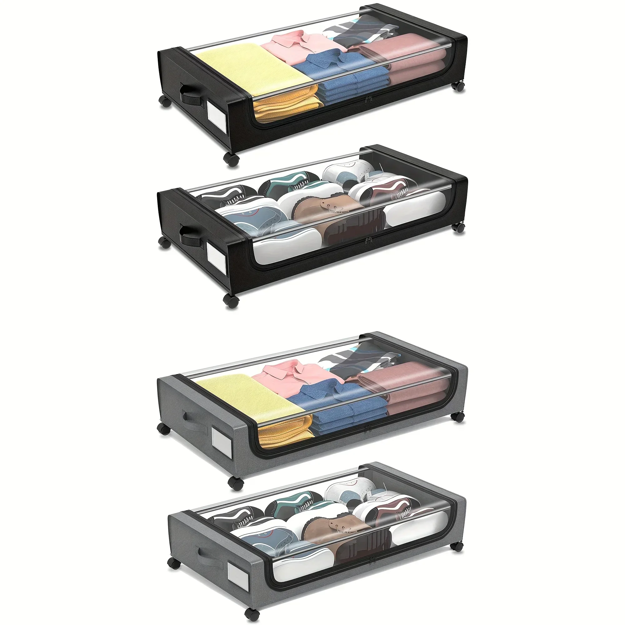 Under Bed Storage Organizer Underbed Bins With Wheels And Lid For Clothes Bedding Shoes Blankets Books Toys Home Organization