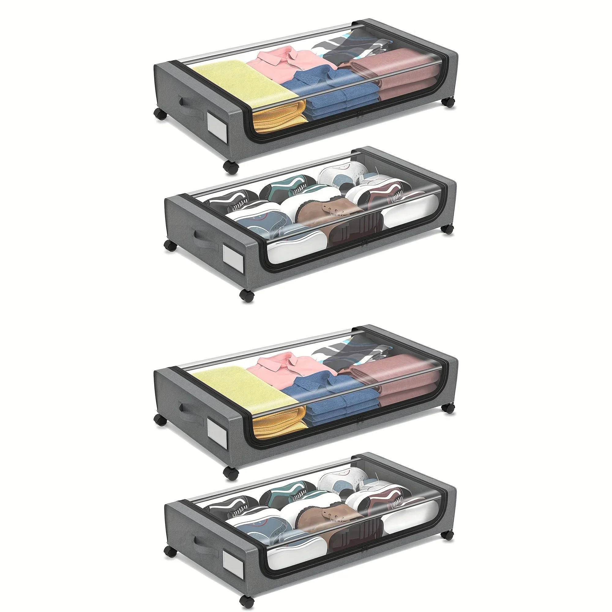Under Bed Storage Organizer Underbed Bins With Wheels And Lid For Clothes Bedding Shoes Blankets Books Toys Home Organization