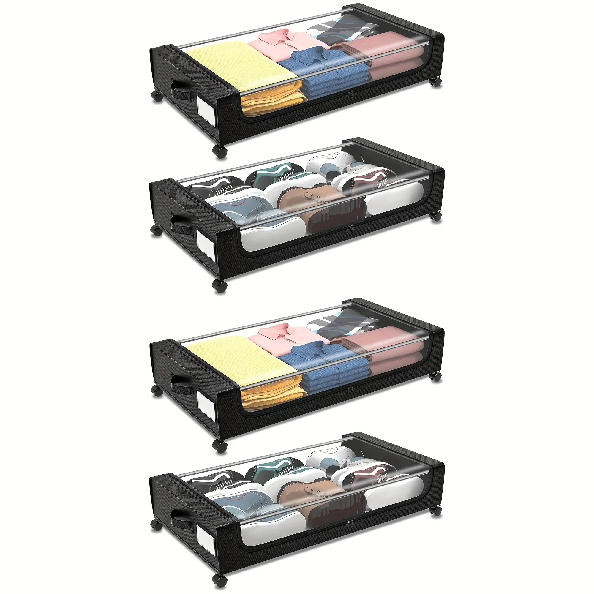 Under Bed Storage Organizer Underbed Bins With Wheels And Lid For Clothes Bedding Shoes Blankets Books Toys Home Organization