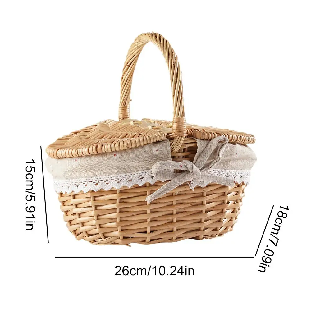 Handmade Wicker Picnic Basket With Handle Picnic Hamper Multi-Purpose Willow Woven Storage Box Outdoor Camping Fruit Basket Handmade Wicker Picnic Basket With Handle Picnic Hamper Multi-Purpose Willow Woven Storage Box Outdoor Camping Fruit Basket