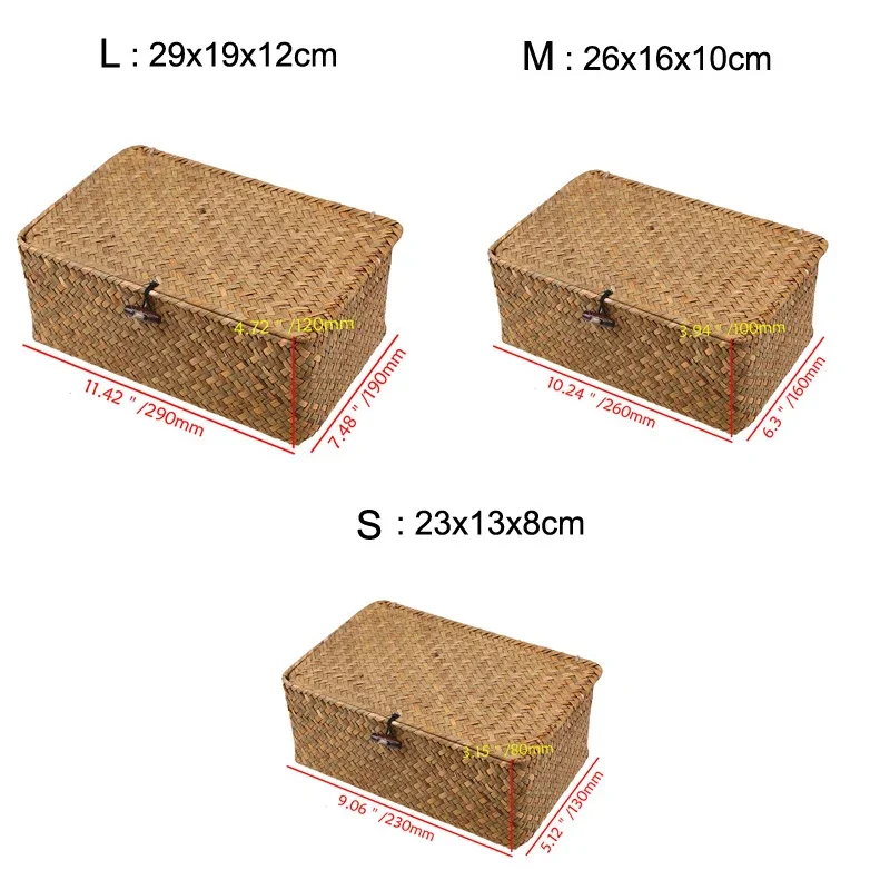 Handmade Seagrass Woven Storage Box Seaweed Storage Finishing Basket with Lid Sundry Bath Cosmetic Towel Container mx01161829 Handmade Seagrass Woven Storage Box Seaweed Storage Finishing Basket with Lid Sundry Bath Cosmetic Towel Container mx01161829