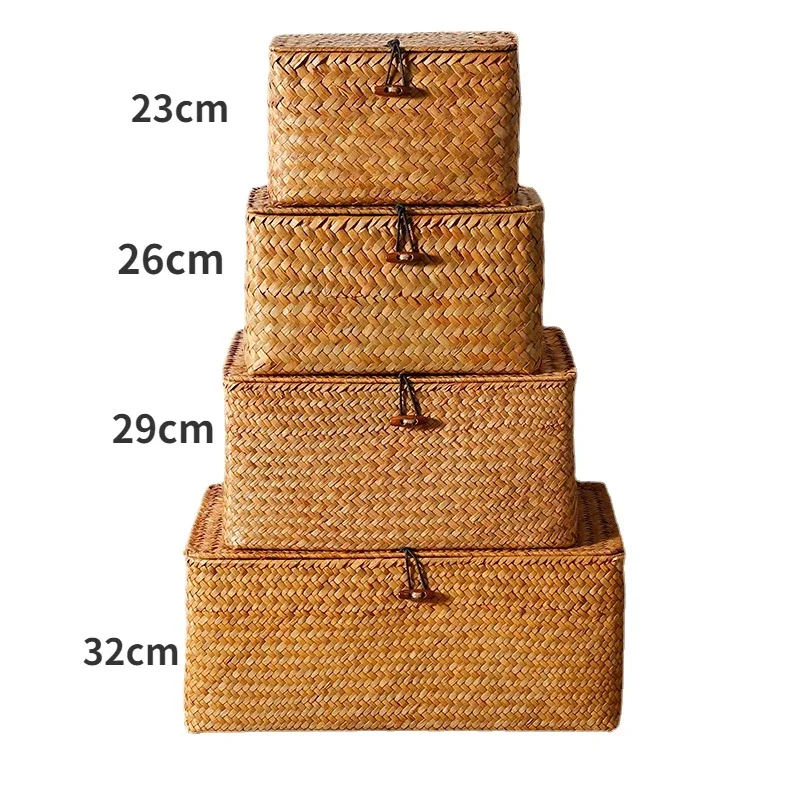 Handmade Seagrass Woven Storage Box Seaweed Storage Finishing Basket with Lid Sundry Bath Cosmetic Towel Container mx01161829 Handmade Seagrass Woven Storage Box Seaweed Storage Finishing Basket with Lid Sundry Bath Cosmetic Towel Container mx01161829