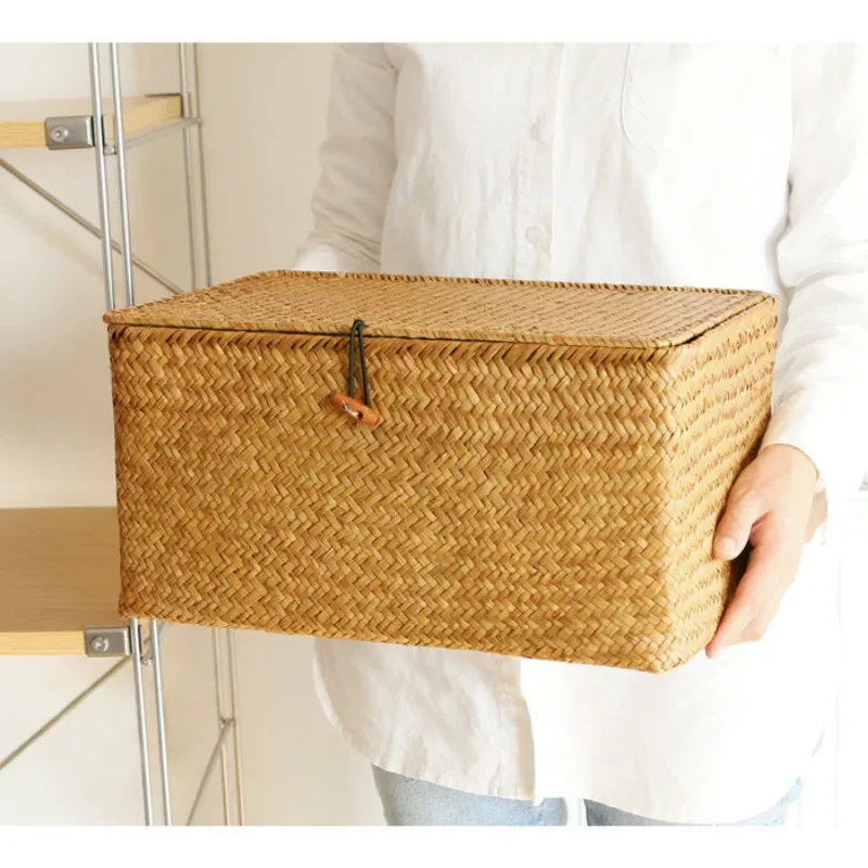 Handmade Seagrass Woven Storage Box Seaweed Storage Finishing Basket with Lid Sundry Bath Cosmetic Towel Container mx01161829 Handmade Seagrass Woven Storage Box Seaweed Storage Finishing Basket with Lid Sundry Bath Cosmetic Towel Container mx01161829