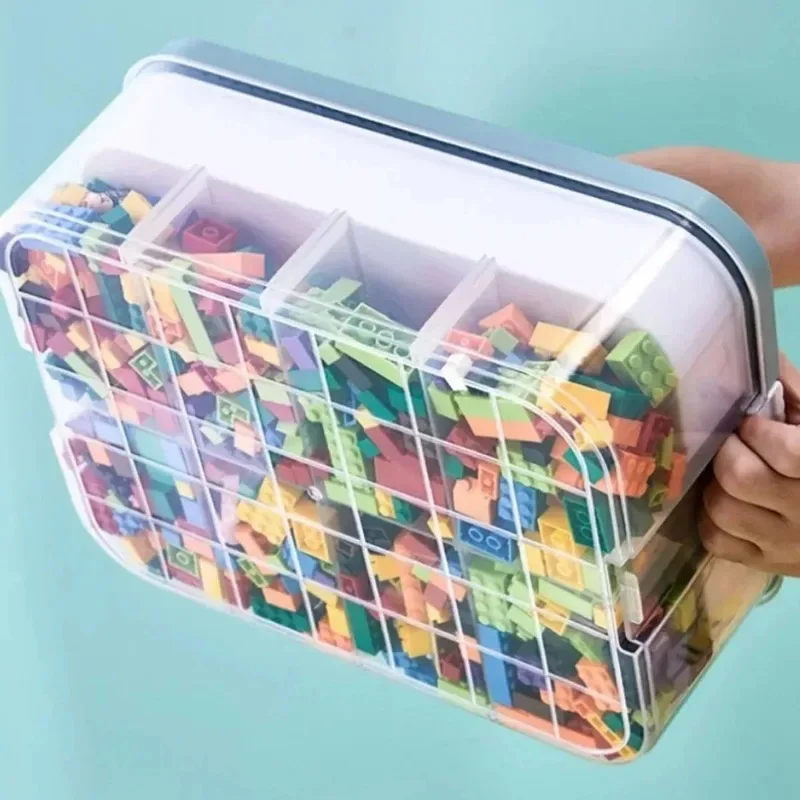 1/2/3 Layers Kids Building Block Storage Box Adjustable Sundries Container Classified Small Storage Container Toy Organizer Box
