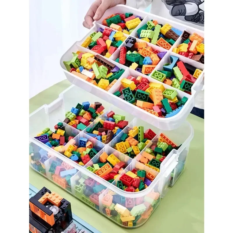 1/2/3 Layers Kids Building Block Storage Box Adjustable Sundries Container Classified Small Storage Container Toy Organizer Box