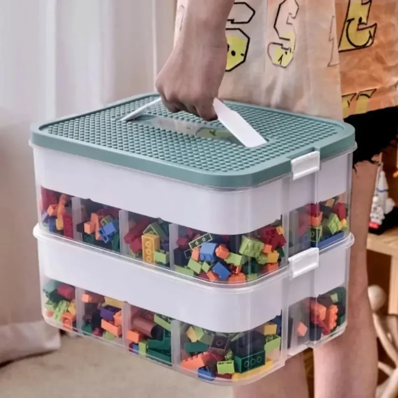 1/2/3 Layers Kids Building Block Storage Box Adjustable Sundries Container Classified Small Storage Container Toy Organizer Box