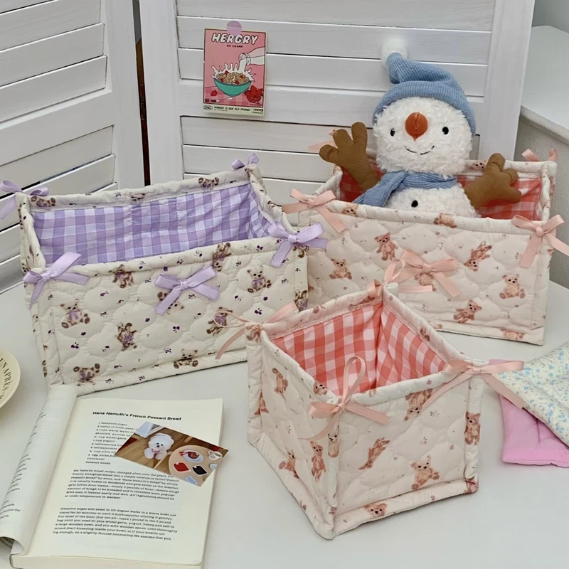 Square Storage Basket Lace Flower Desktop Organizer Storage Basket Korean Quilted Storage Basket Cute Storage Frame Home Decorat Square Storage Basket Lace Flower Desktop Organizer Storage Basket Korean Quilted Storage Basket Cute Storage Frame Home Decorat