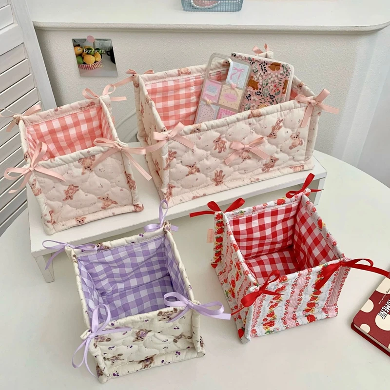 Square Storage Basket Lace Flower Desktop Organizer Storage Basket Korean Quilted Storage Basket Cute Storage Frame Home Decorat Square Storage Basket Lace Flower Desktop Organizer Storage Basket Korean Quilted Storage Basket Cute Storage Frame Home Decorat